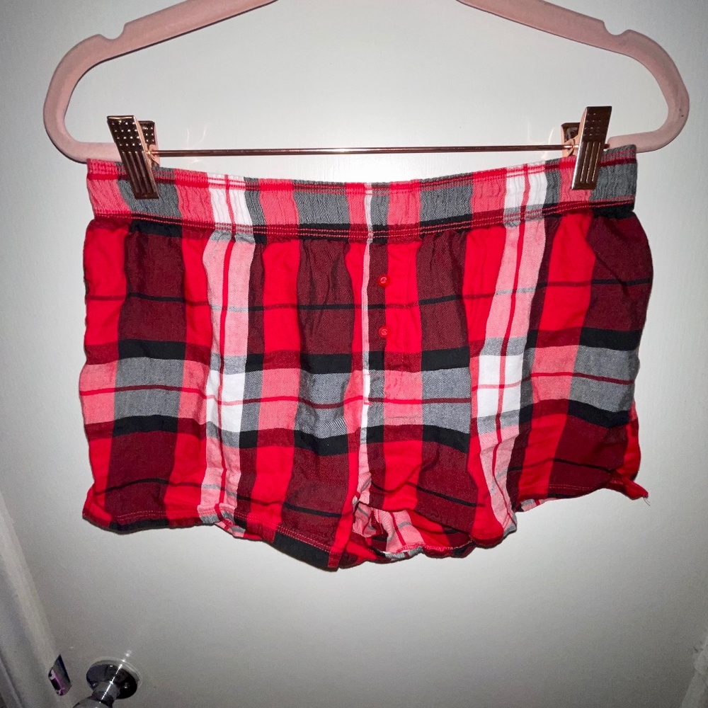 VS pink plaid sleep boxy